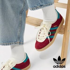 Adidas Gazelle‎ Indoor shoes burgundy/green color size 9.5